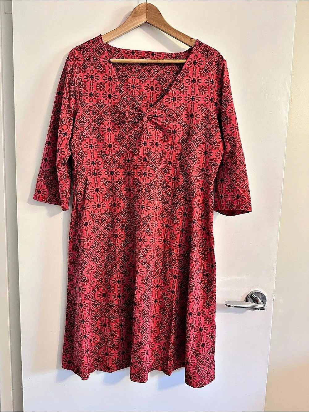 Toad&Co Rosalinda Dress Printed Midi in Pink & Black